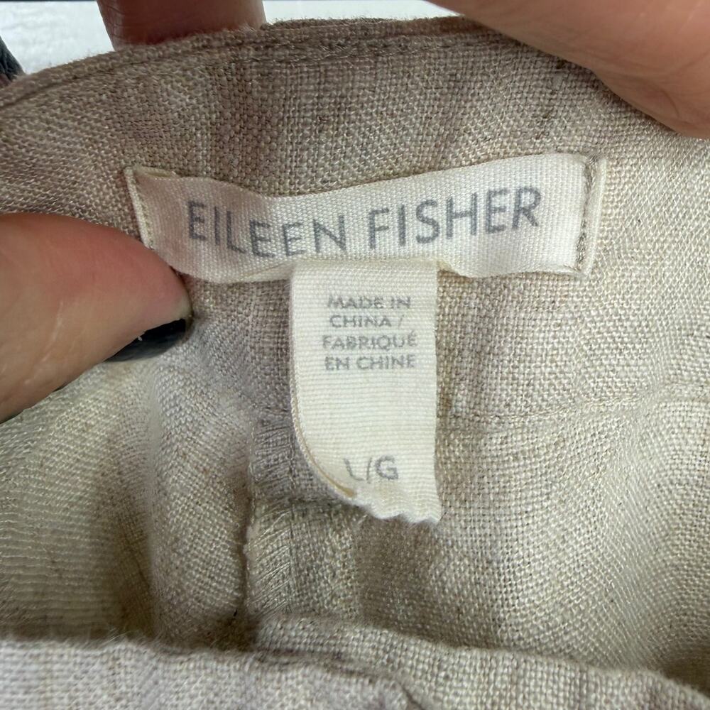 Eileen Fisher Wheat Beige Organic Linen Full Length Straight Wide Leg Trousers - Picture 6 of 7